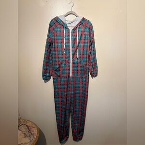 Plaid Hooded Onesie Jumpsuit
